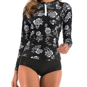 DORIS 😺Floral Rashguard and Bikini Bottoms Set